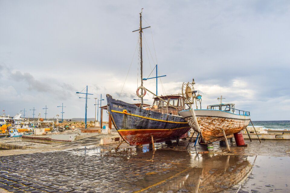 Port rainy day reflection