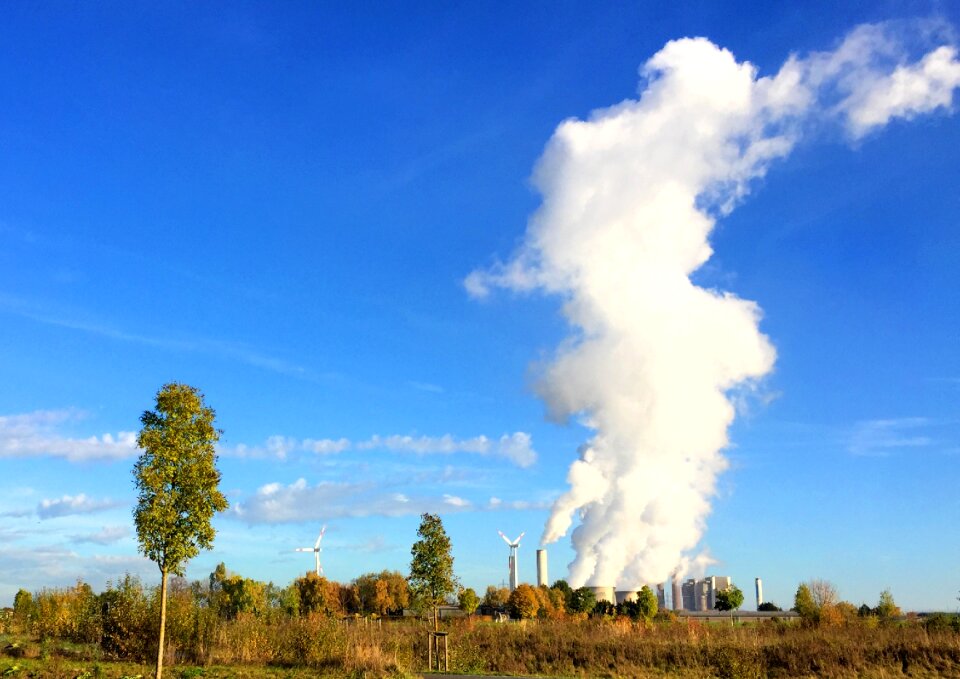 Wind power sky clouds factory