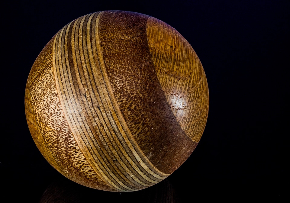 Wooden ball turned hand labor