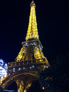 The eiffel tower night golden photo