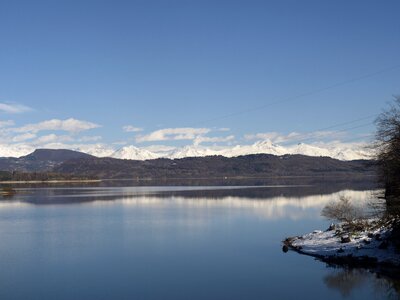 Water mountains snow photo