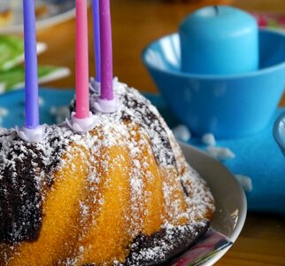 Icing sugar birthday cake photo