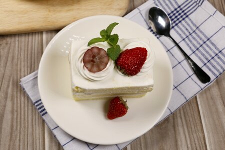 Baking delicious strawberry cake photo