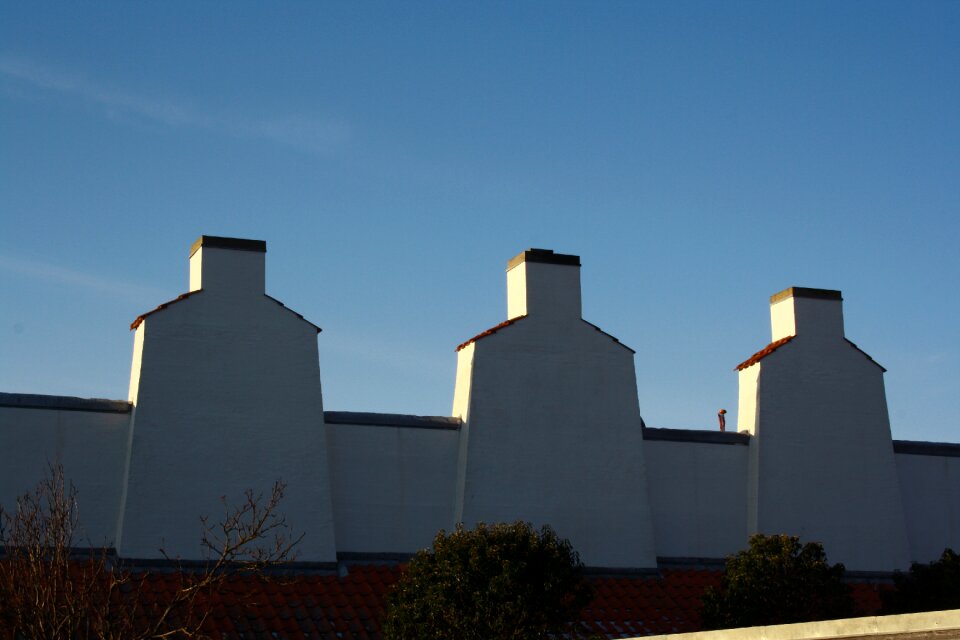 Chimneys mood blue sky