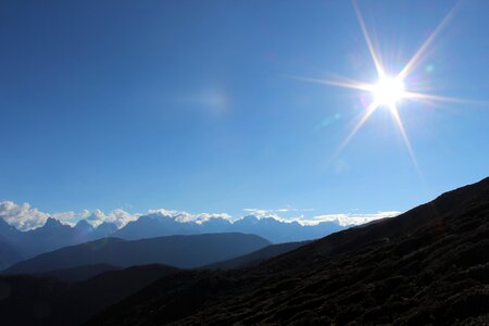 The distance overlapping mountain