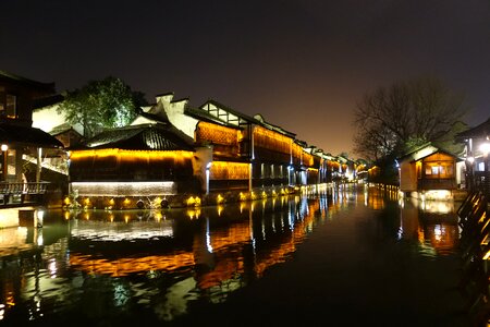 Night view people's republic of china old village photo