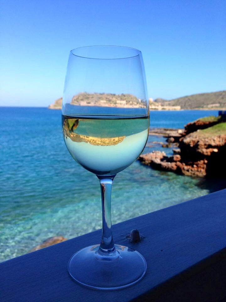 Crete greece blue wine