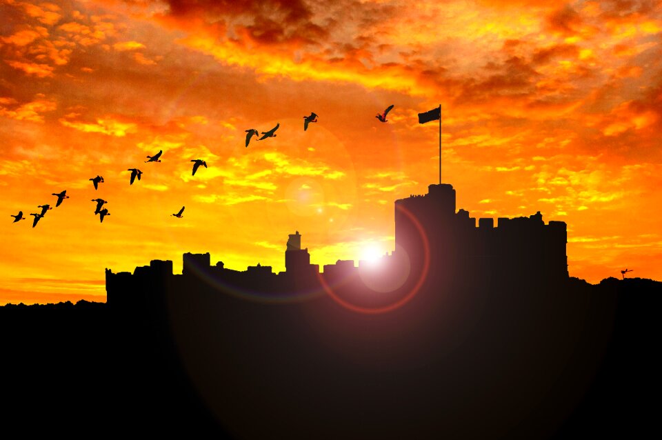 Sunset orange castle