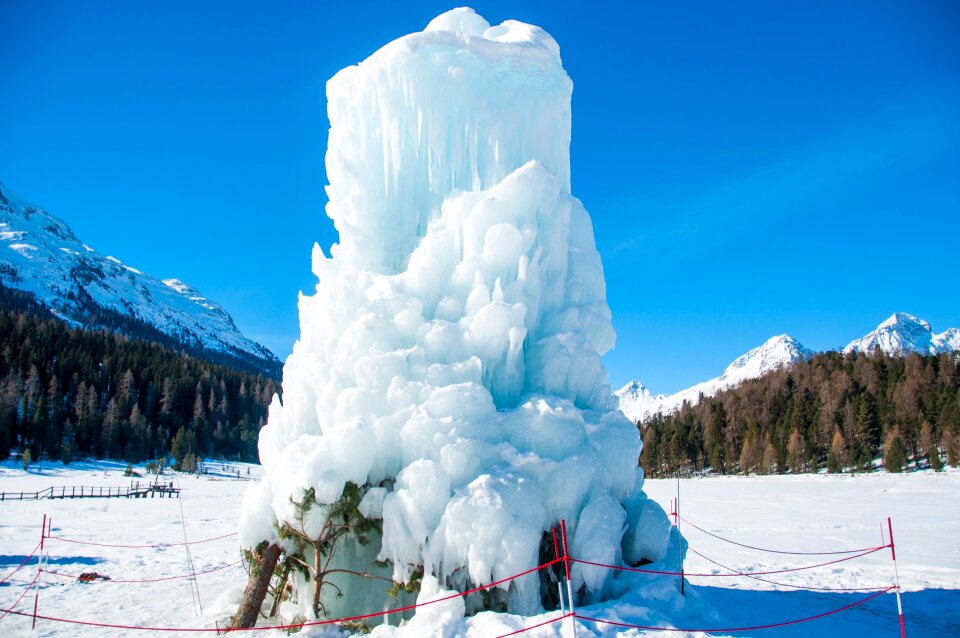 Winter landscape lake of staz switzerland
