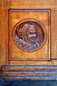 Low relief oak wooden door photo