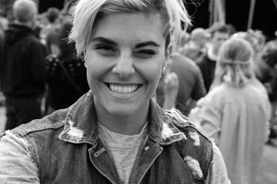 Woman laughing happy