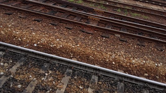 Railroad tracks transport sleepers photo