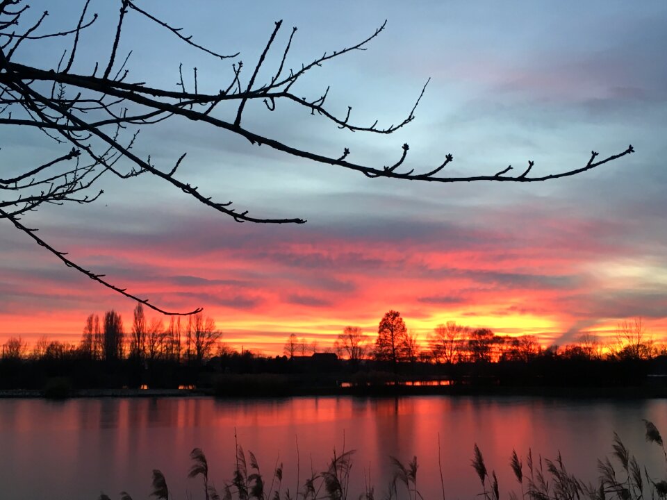 Sunset nature lake