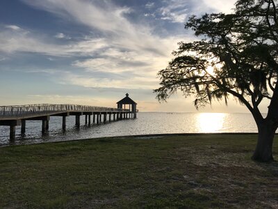 Sunset dock coast photo