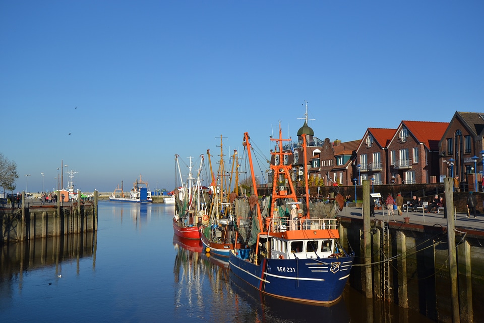 Sky blue quay wall