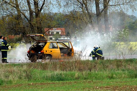 Car fire firefighters extinguish