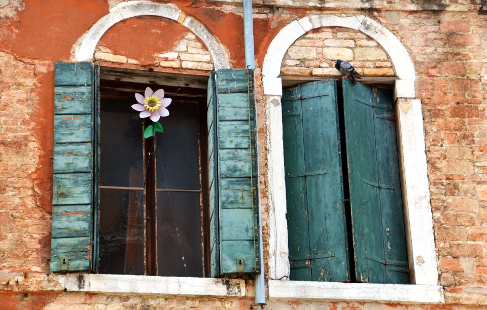 Shutter old window house facade photo