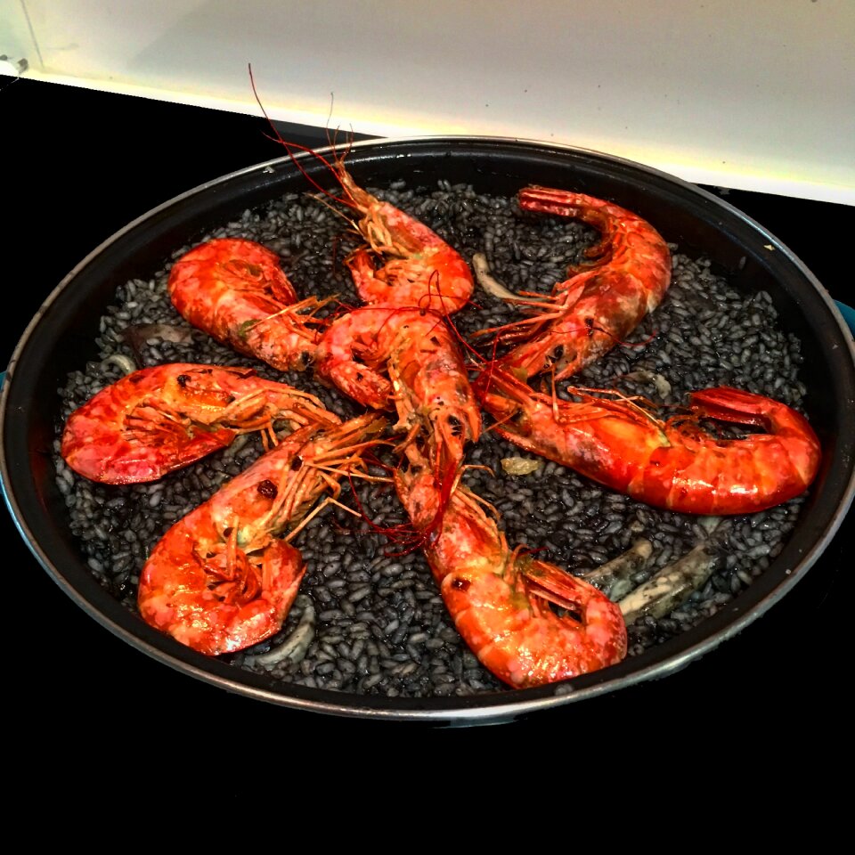Spanish food prawn red