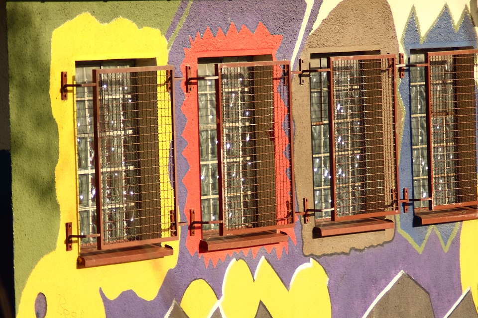 Graffiti federal government tile window pane