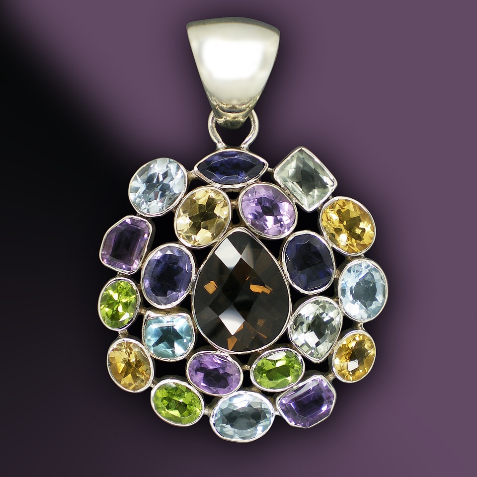 Silver jewelry violet yellow