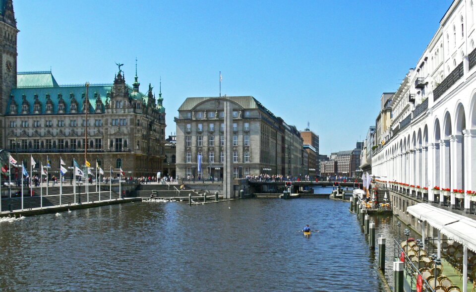 Alsterarkaden city hall lock alster