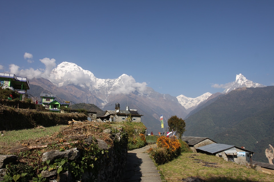 Tracking snow mountain annapurna