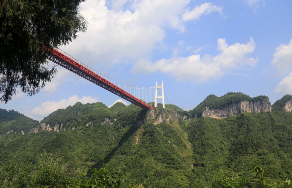 Suspension bridge in western hunan day