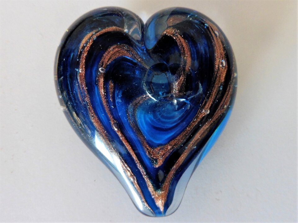 Romantic glass sculpture blue and gold