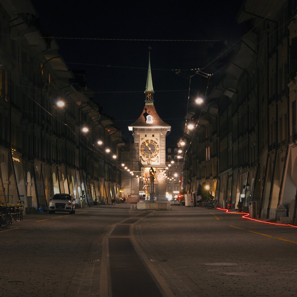 Illuminated night tower photo