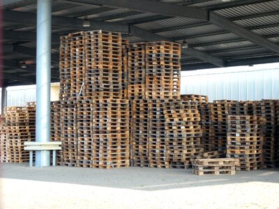 Wooden pallets stacked stock