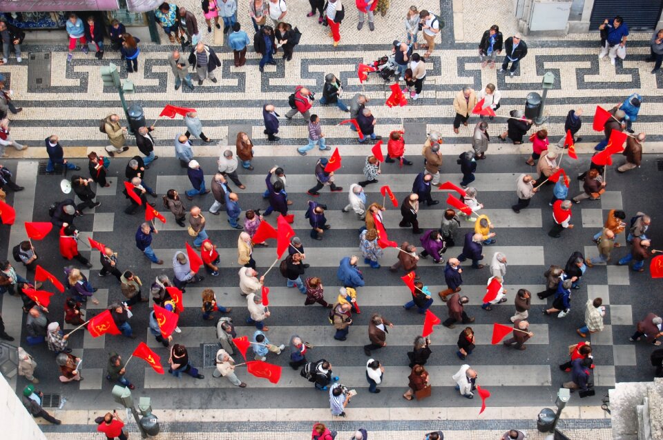 Red flags demonstration communists