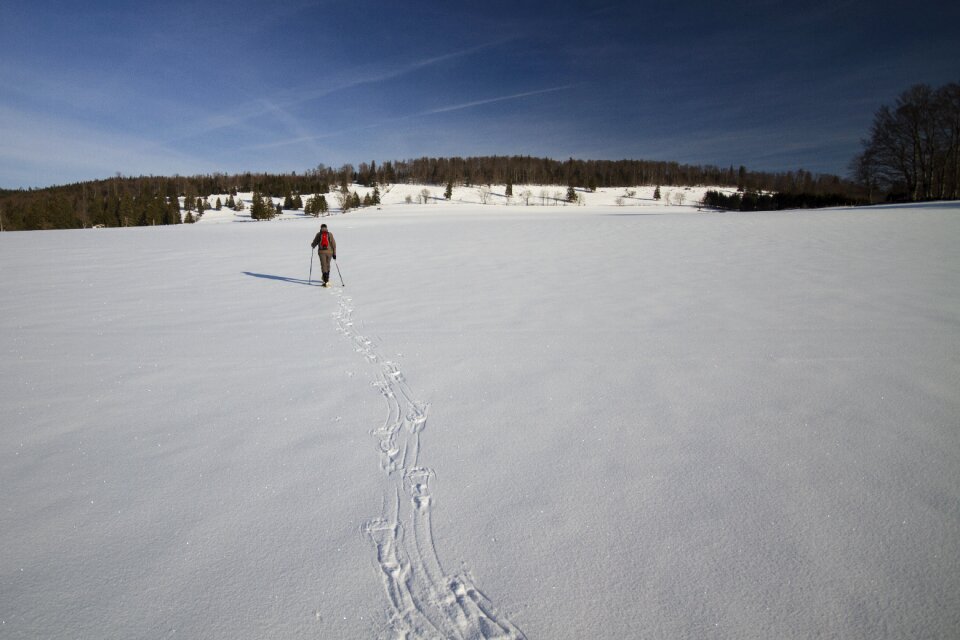 Winter hike snowy snow shoe trek