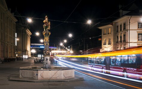 Night long exposure public transport photo