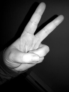 Fingers black and white gray peace photo