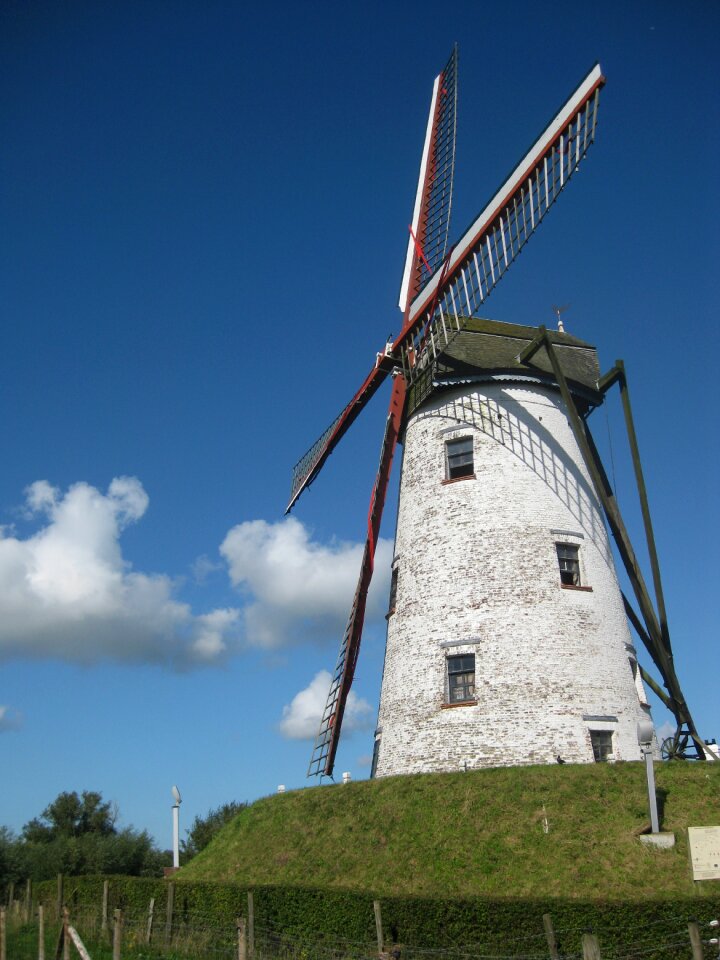 Blue sky mill blades historic building