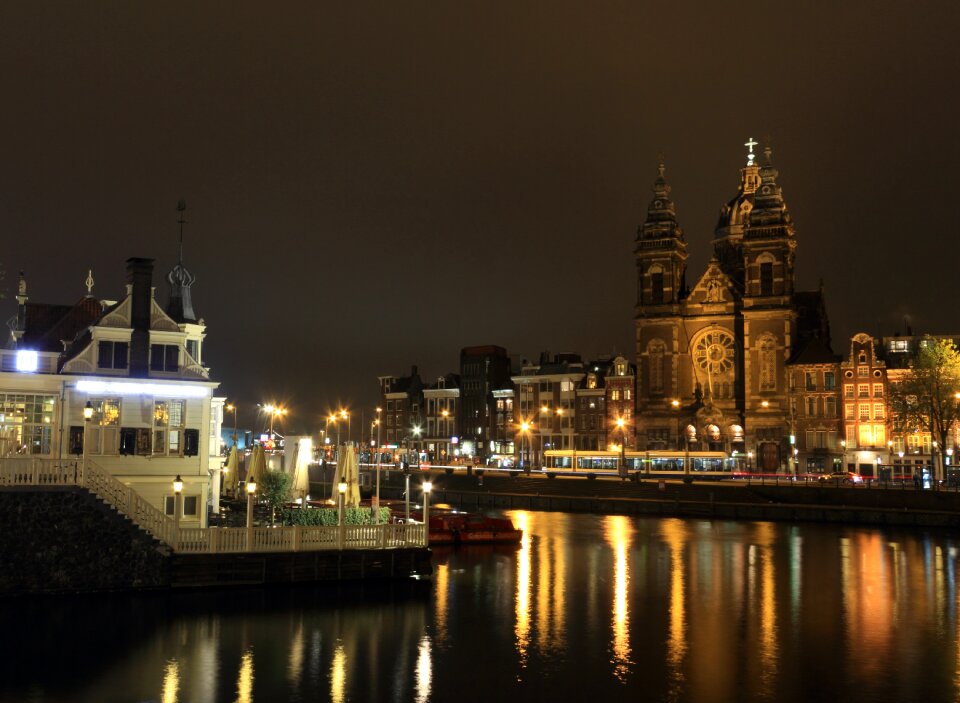 Station cityscape evening