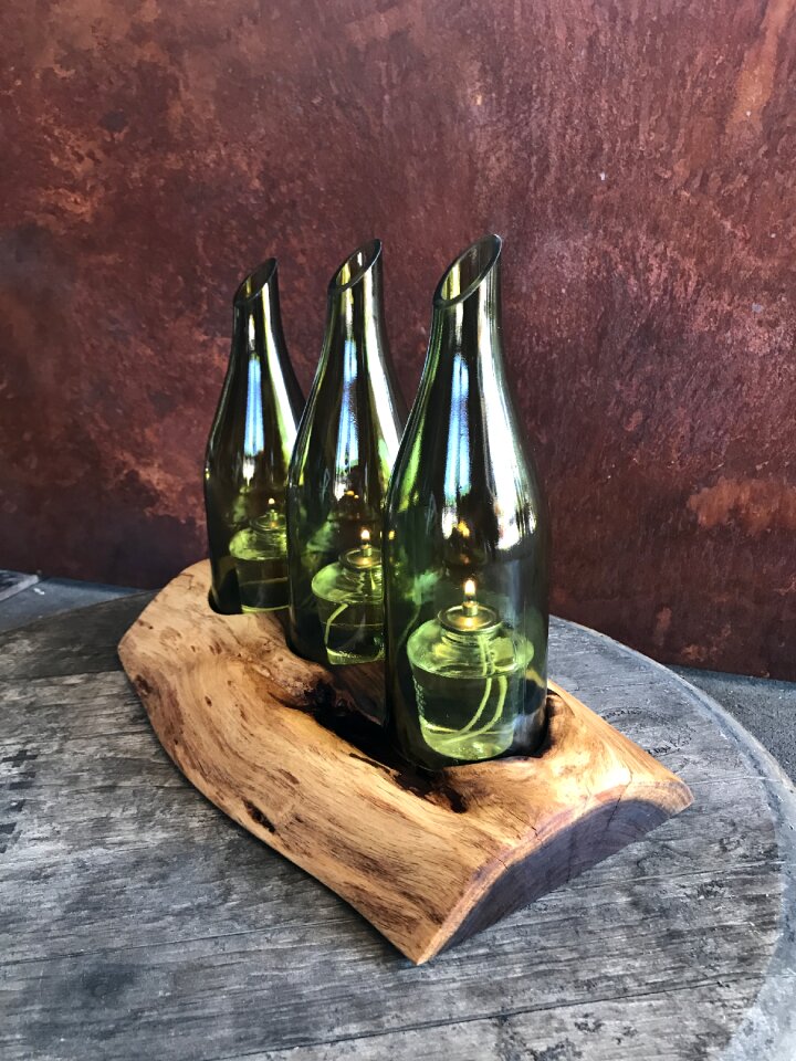 Wine bottle candle holder