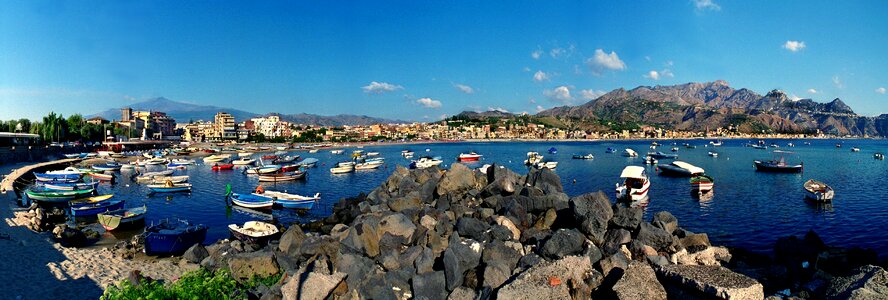 Sea boats coastline