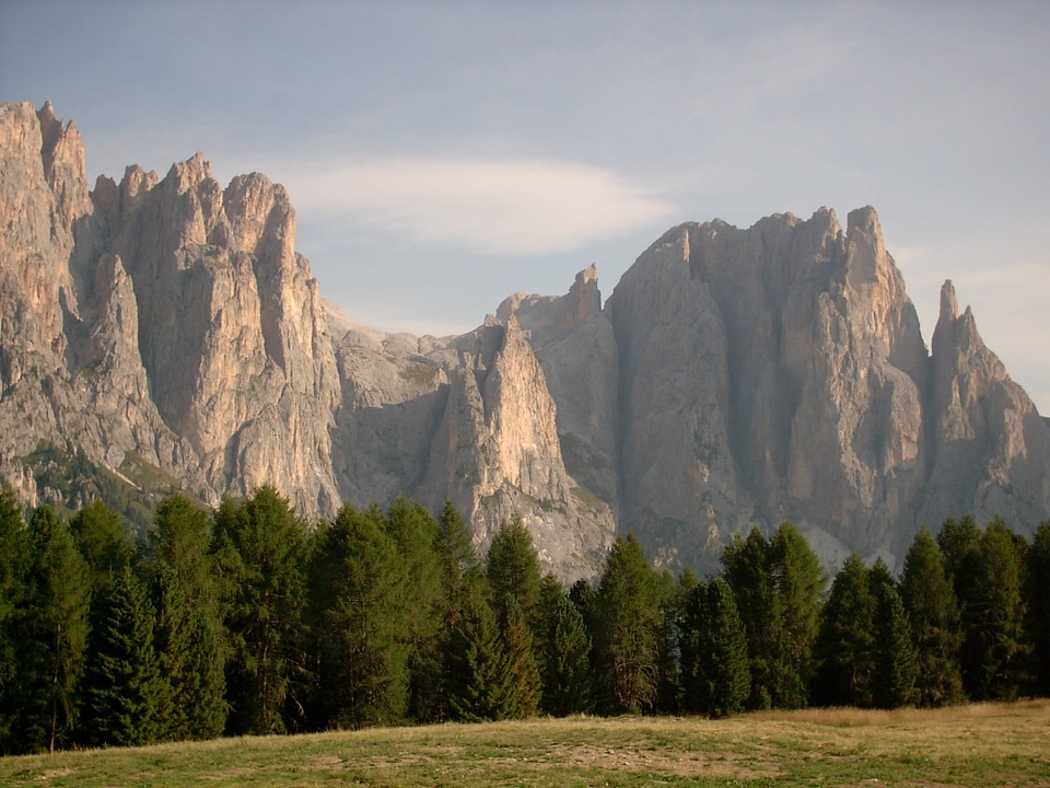 Alpine rock walls drop offs