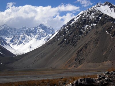 Mountains chile reservoir of the plaster