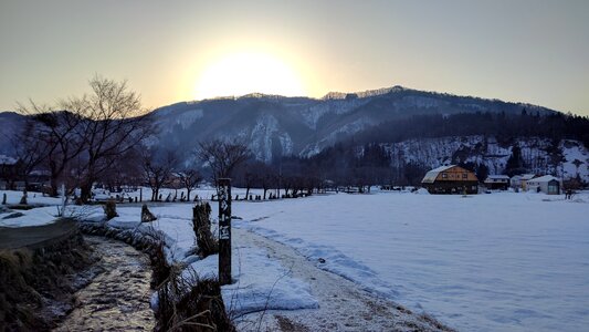 Snowmelt landscape morning photo