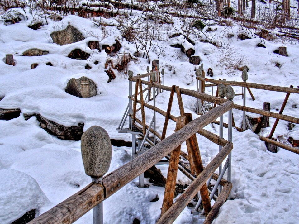 Snow stones scenery