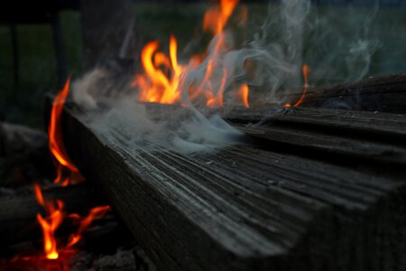 Flame embers burn photo