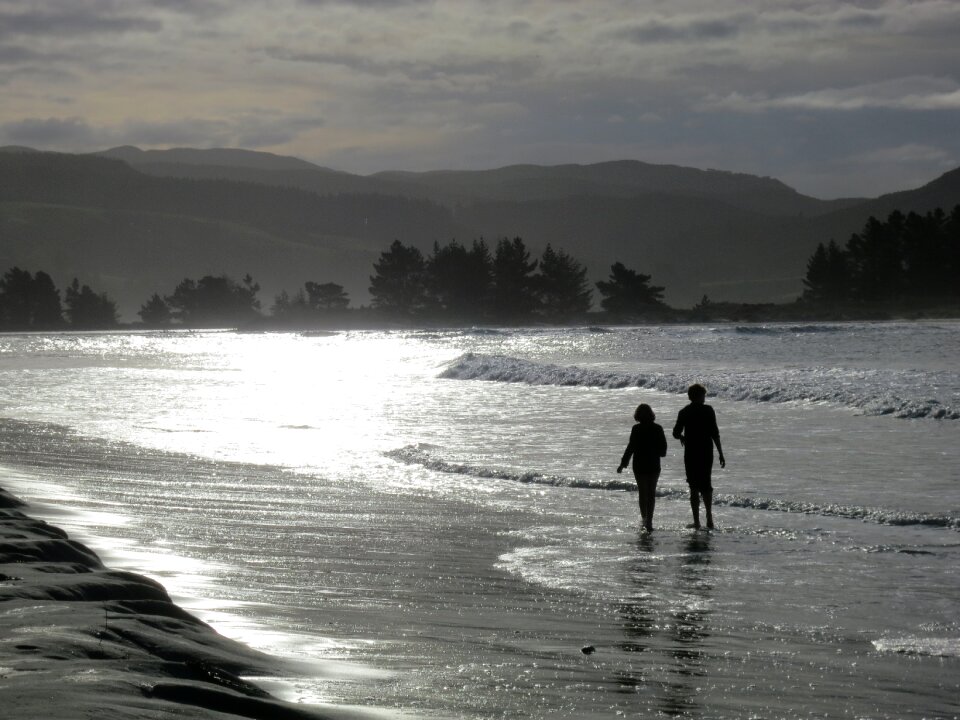 Beach silhouette shore