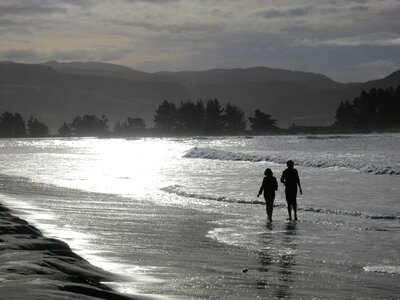 Beach silhouette shore