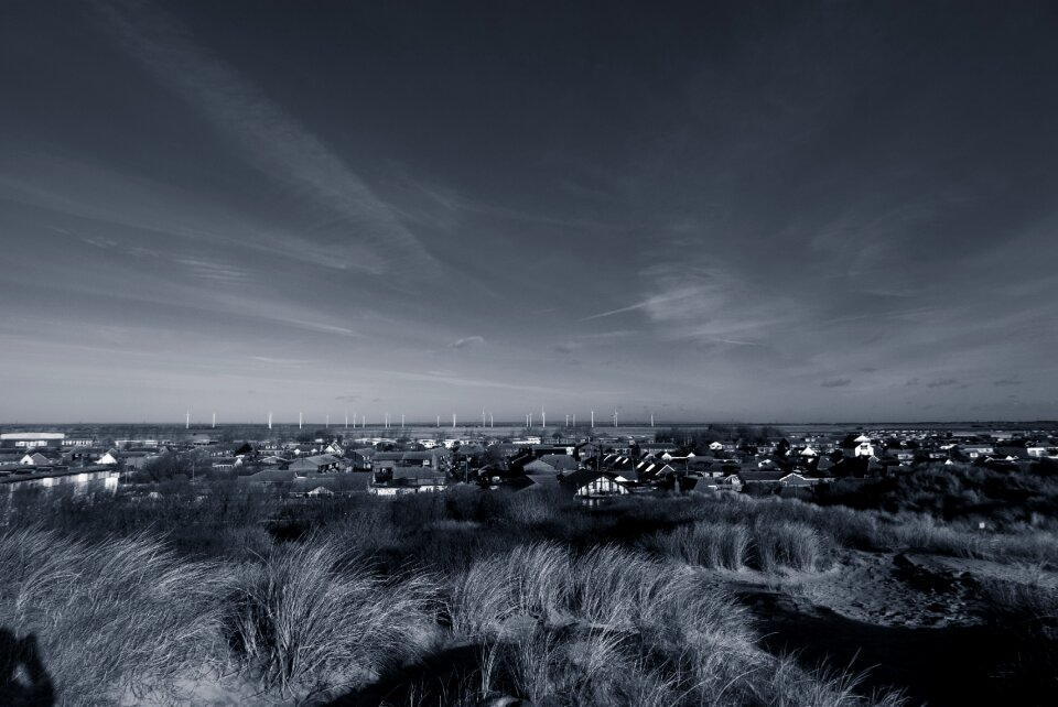 Black and white sand dunes town