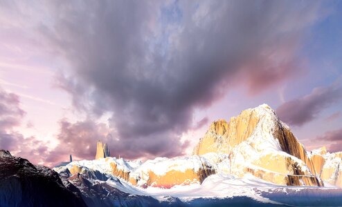 Lake landscape pink