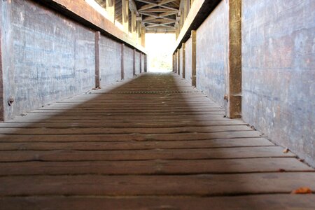 Wooden bridge escape railing
