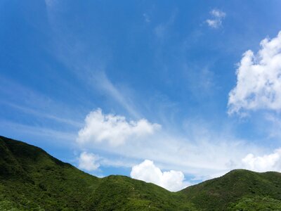 Hong kong blue sky mountain photo