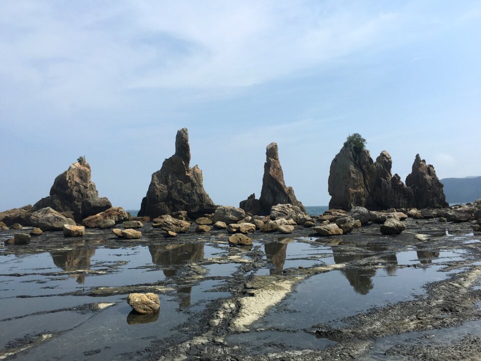 Rock formations coast the shore